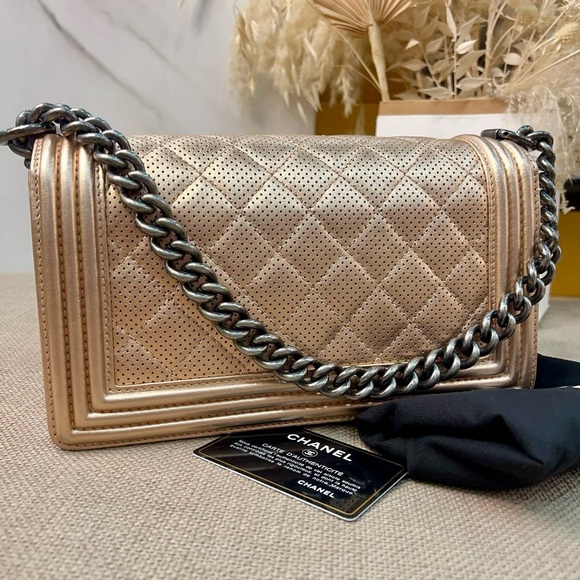 Chanel Medium Boy Flap Perforated Quilted Gold - Picture 6 of 11